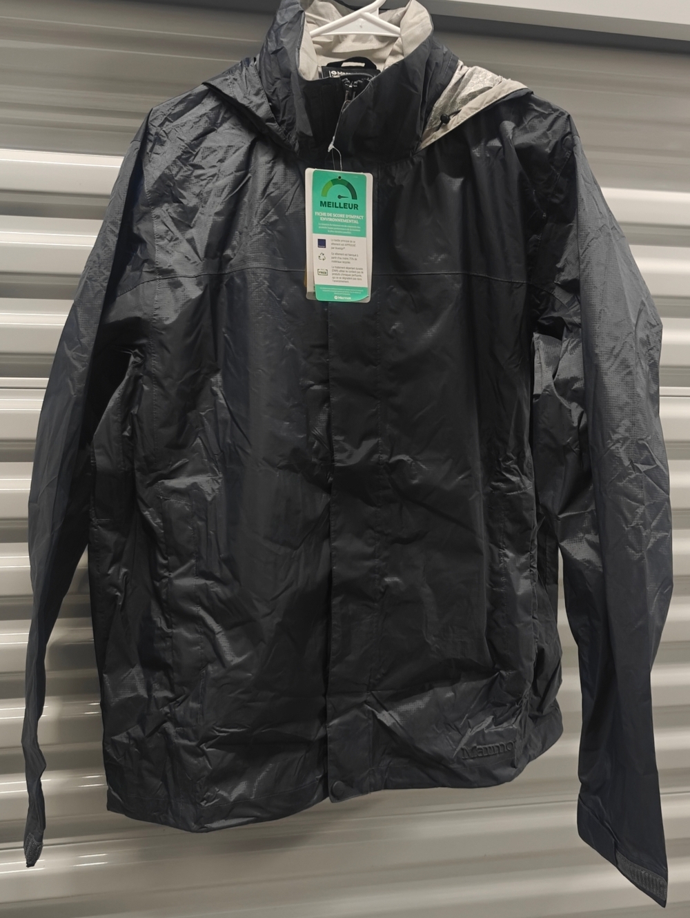 New MARMOT Precip Eco Men's L Rain Coat Jacket Still Onyx